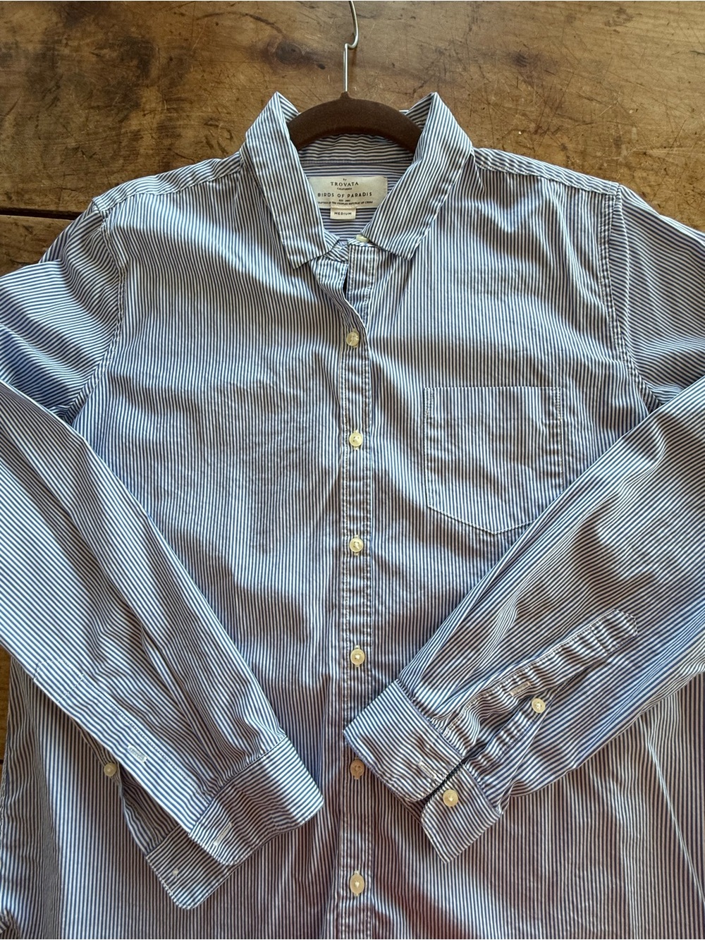 Trovata Blue and White Striped Cotton Button-Down Shirt